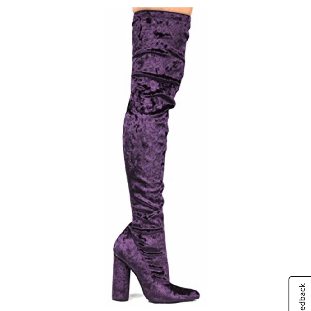 Crush Velvet Over The Knee Boot